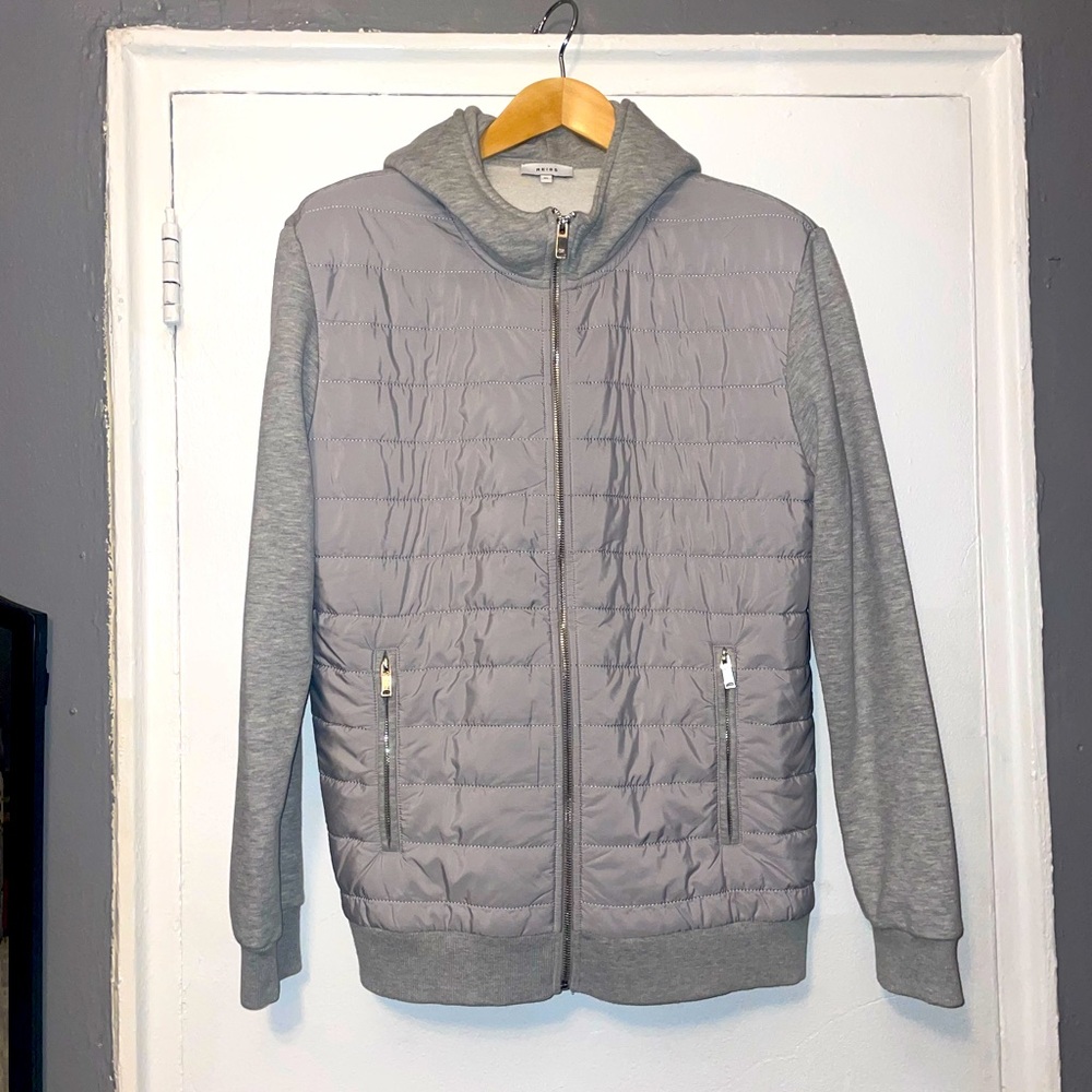 Reiss Hamish Men's Light Gray Zip-Up Sweater Size XL